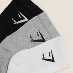 GS - Crew Socks 3pk - White/Light Grey Core Marl/Black