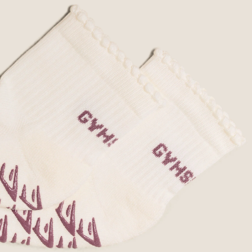 GS - Frill Pilates Midi Sock - Soft White / Calm Pink