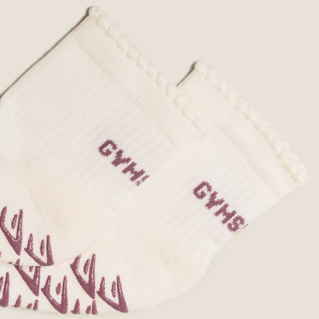 GS - Frill Pilates Midi Sock - Soft White / Calm Pink