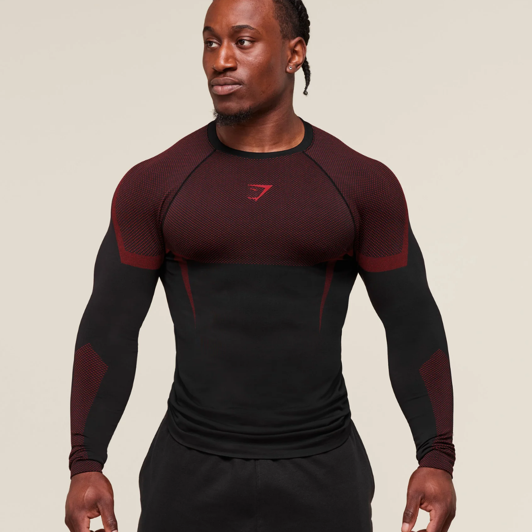 GS - Onyx 5.0 Seamless Long Sleeve T-Shirt - Black/Carmine Red