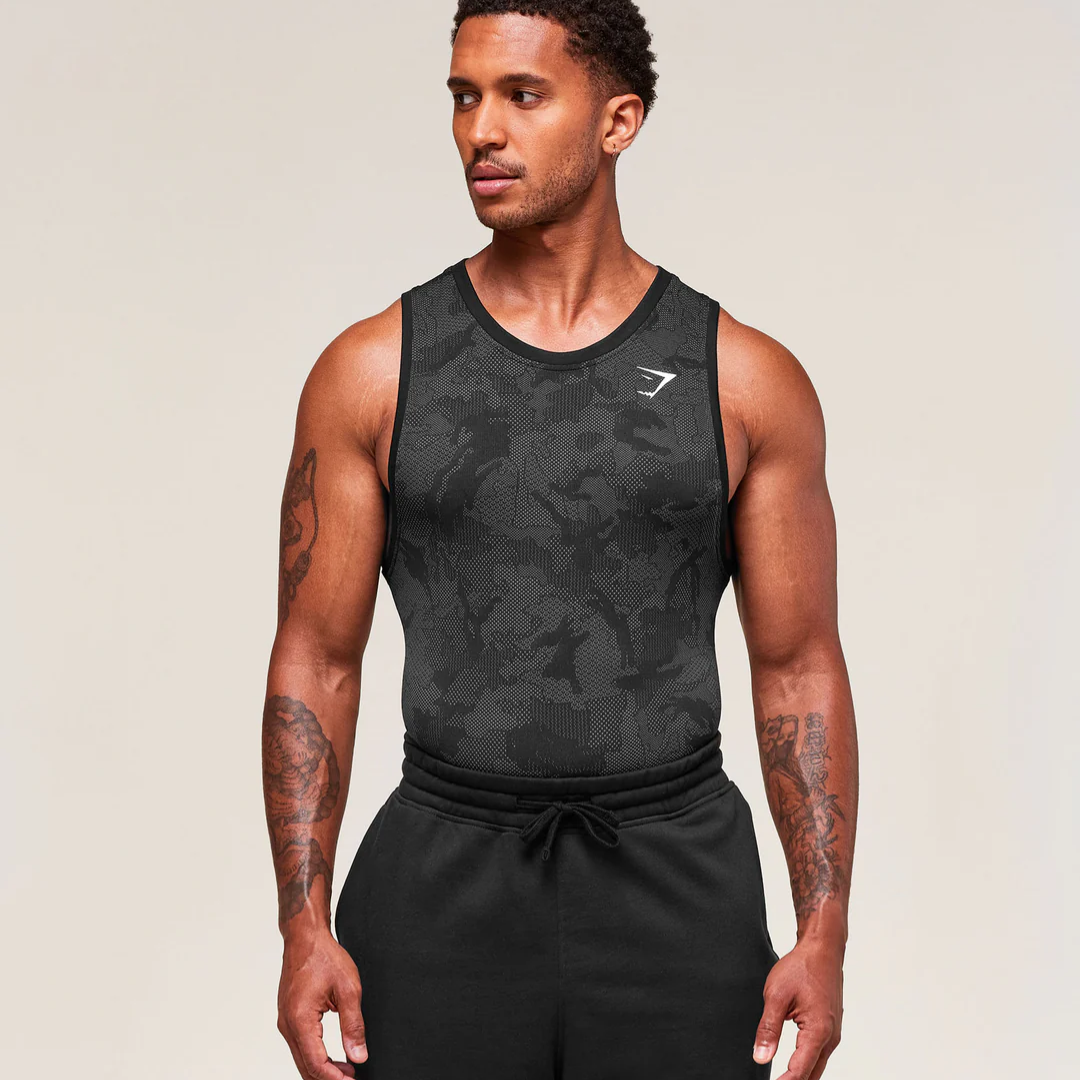 GS - Geo Seamless Tank - Black/Charcoal Grey