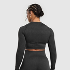GS - Adapt Fleck Seamless Long Sleeve Crop Top - Mineral | Black