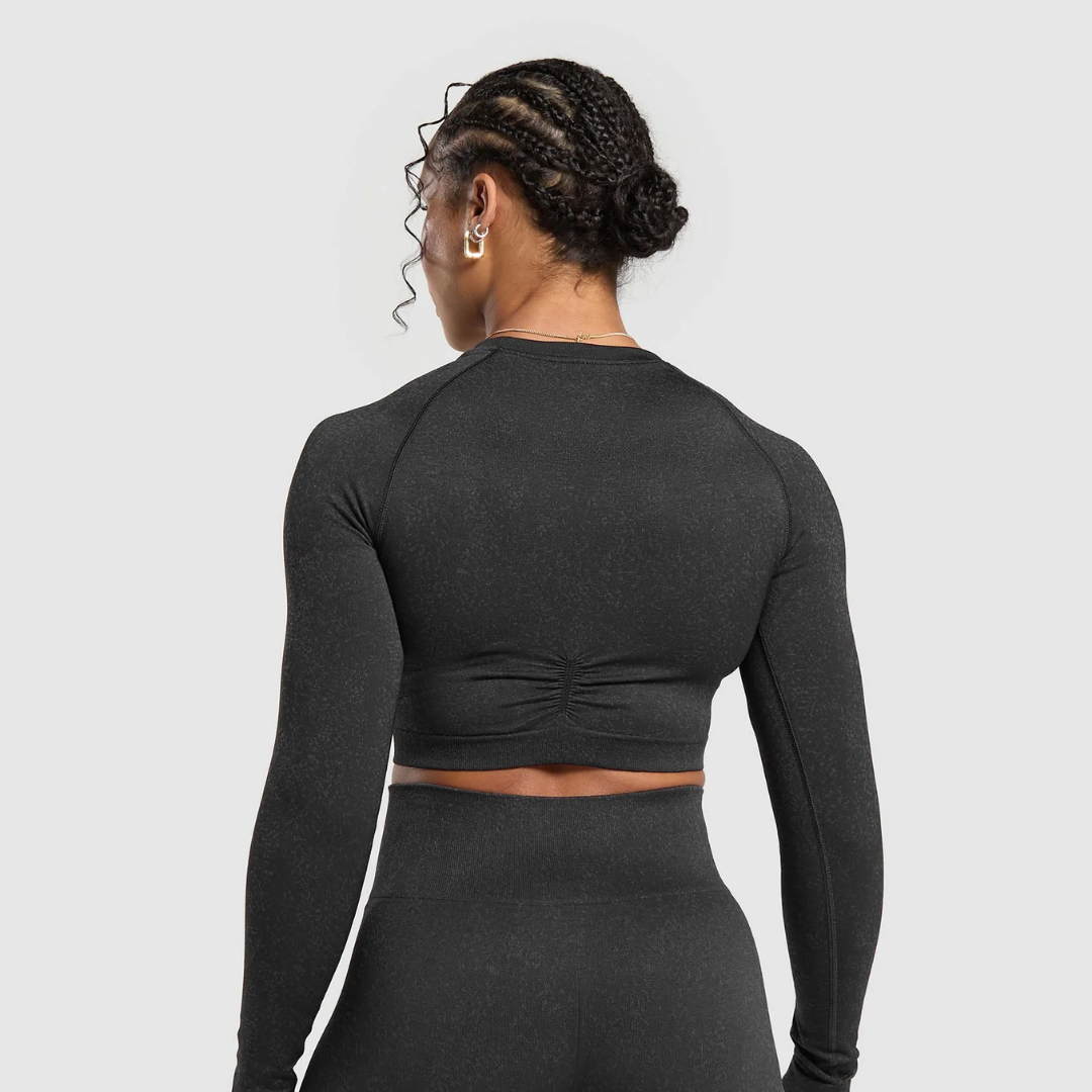 GS - Adapt Fleck Seamless Long Sleeve Crop Top - Mineral | Black