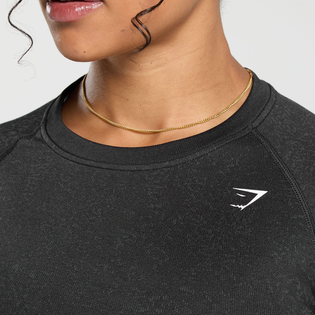 GS - Adapt Fleck Seamless Long Sleeve Crop Top - Mineral | Black