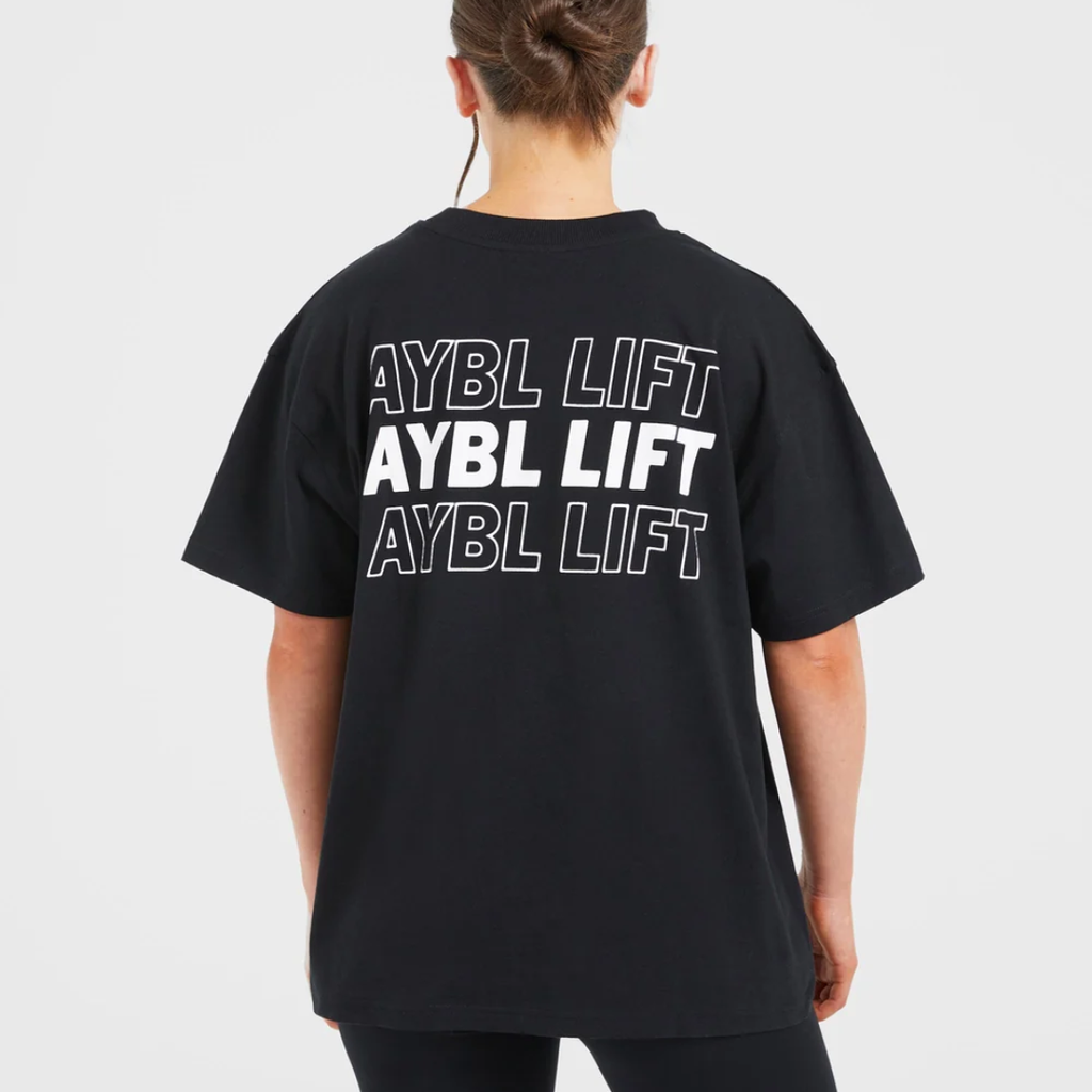 AYBL - AYBL Lift Italic Oversized T Shirt - Black