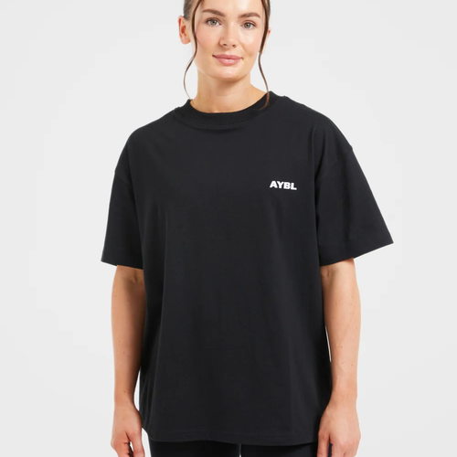 AYBL - AYBL Lift Italic Oversized T Shirt - Black