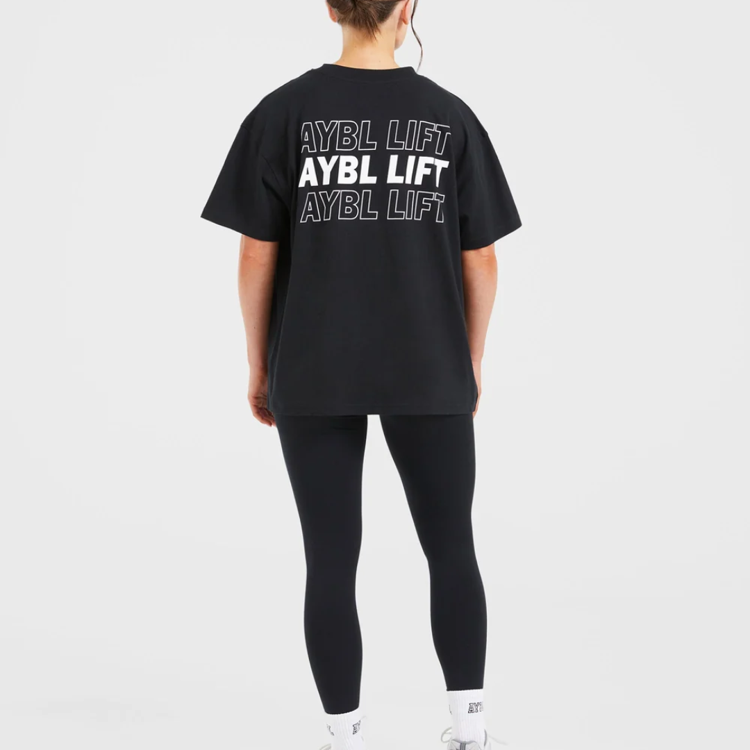 AYBL - AYBL Lift Italic Oversized T Shirt - Black