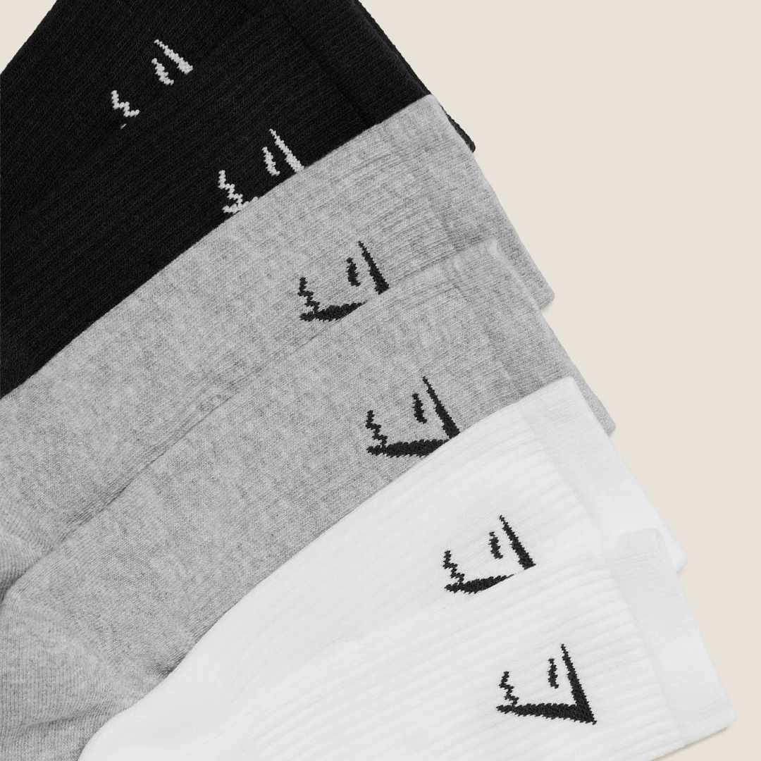 GS - Crew Socks 6pk - White/Light Grey Core Marl/Black