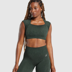 GS - Adapt Fleck Seamless Crop Top - Victory Green/Unit Green