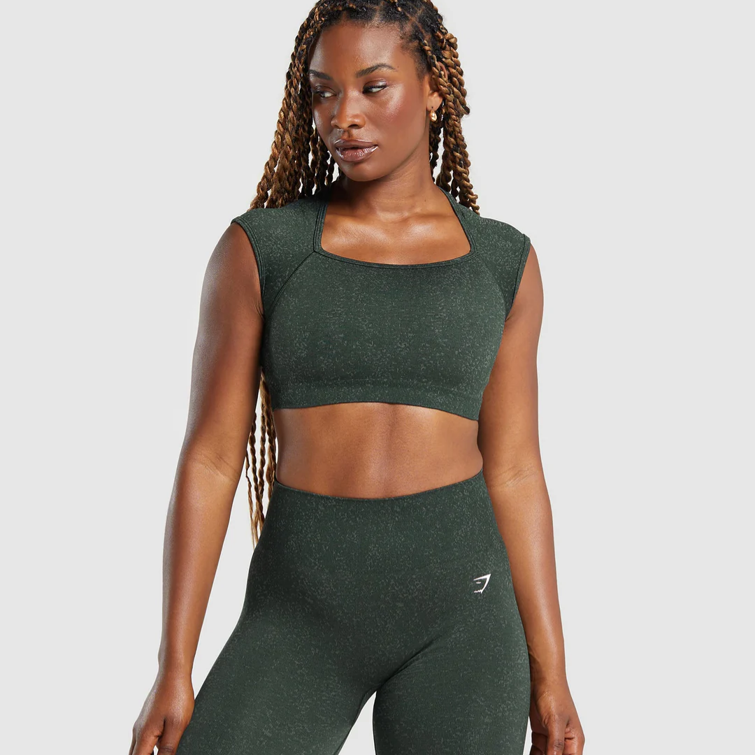 GS - Adapt Fleck Seamless Crop Top - Victory Green/Unit Green