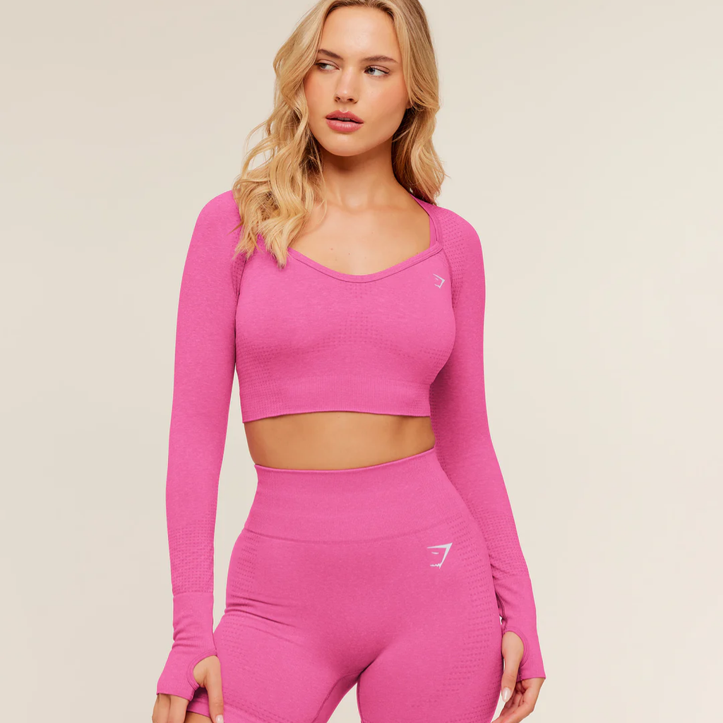 GS - Vital Sweetheart Neck Crop Top - Super-Set Pink/Marl