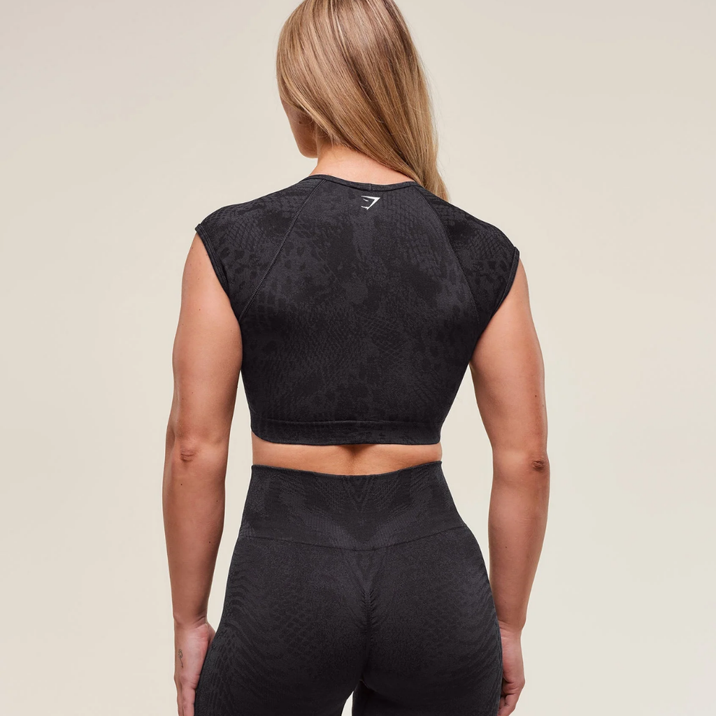 GS - Adapt Animal X Whitney Seamless Crop Top - Black/Asphalt Grey