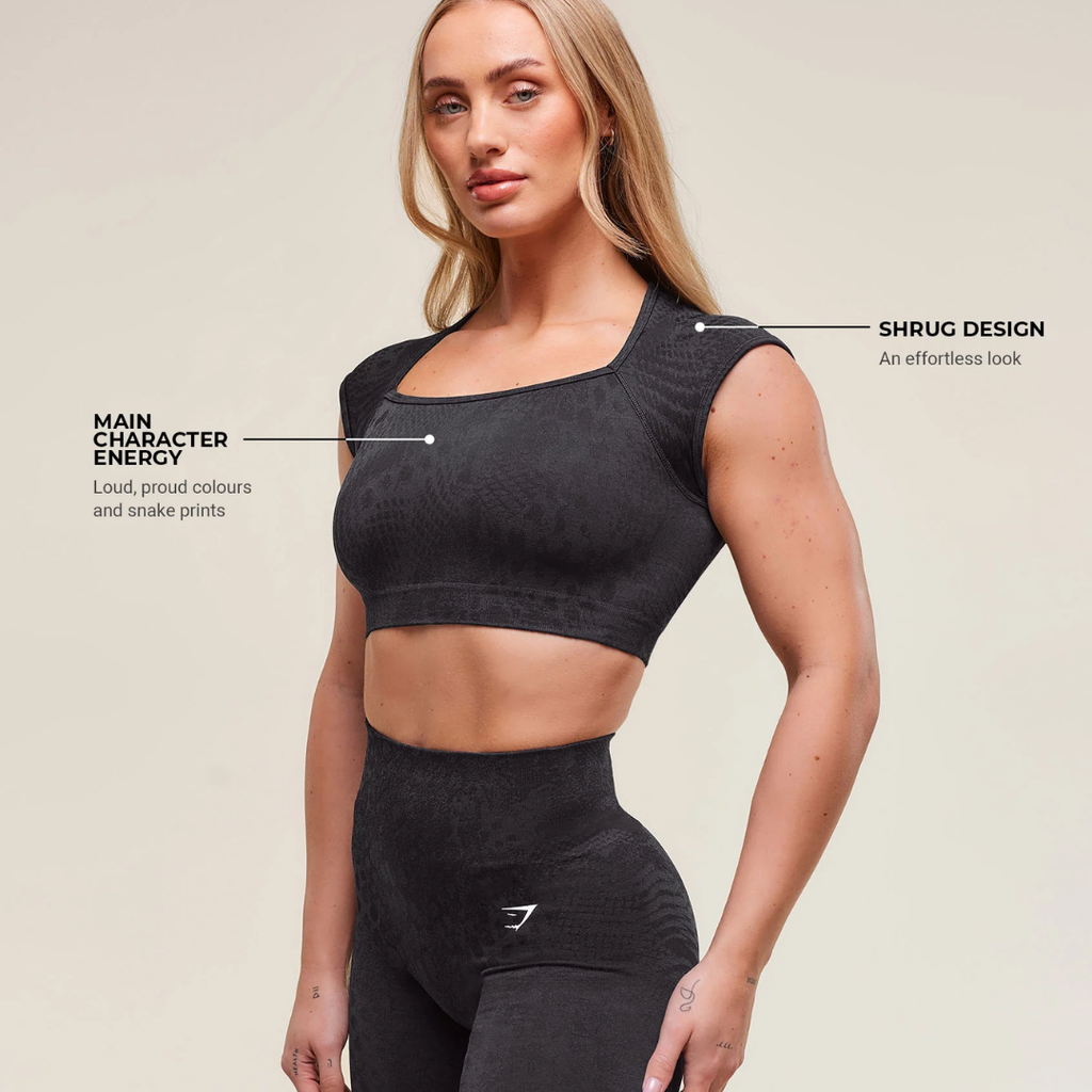 GS - Adapt Animal X Whitney Seamless Crop Top - Black/Asphalt Grey