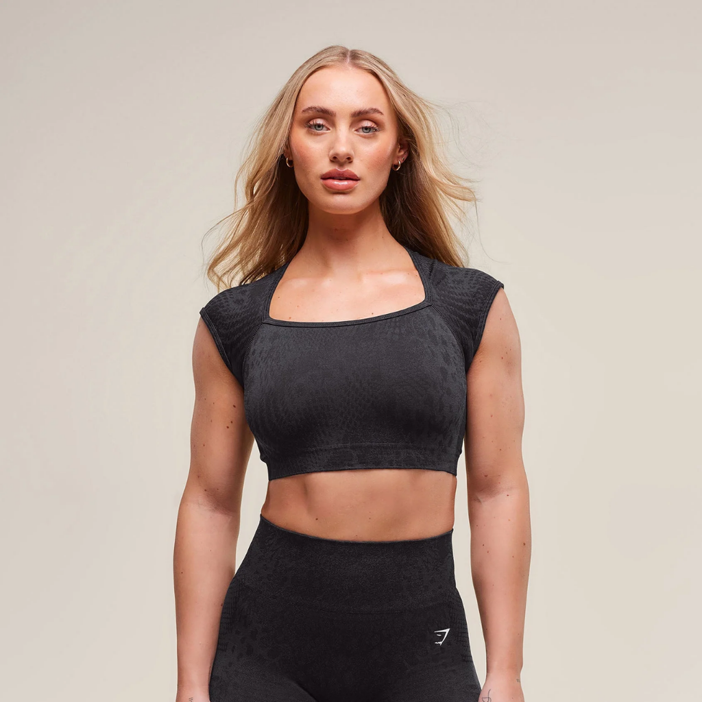 GS - Adapt Animal X Whitney Seamless Crop Top - Black/Asphalt Grey