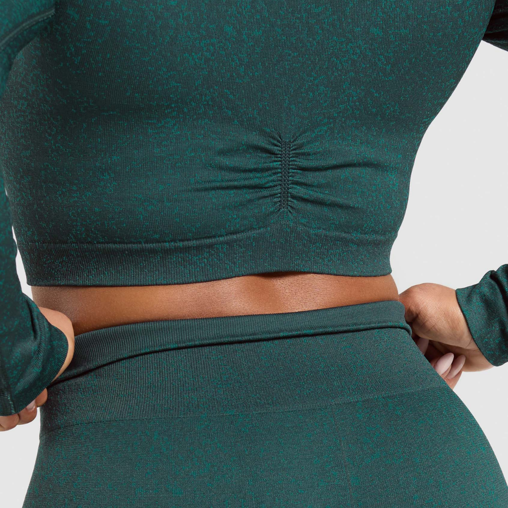 GS - Adapt Fleck Seamless Long Sleeve Crop Top - Darkest Teal/Functional Teal
