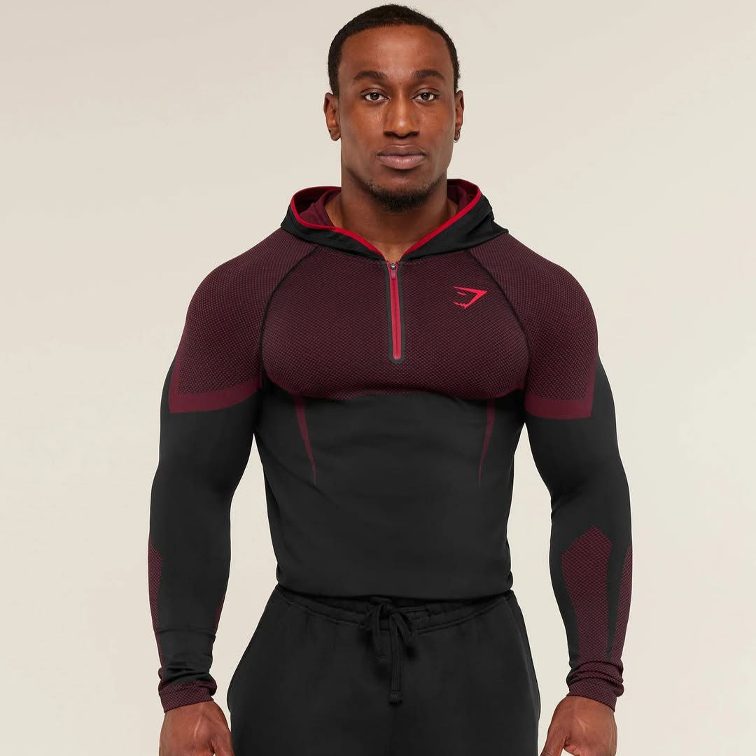GS - Onyx 5.0 Seamless Hoodie - Black/Carmine Red