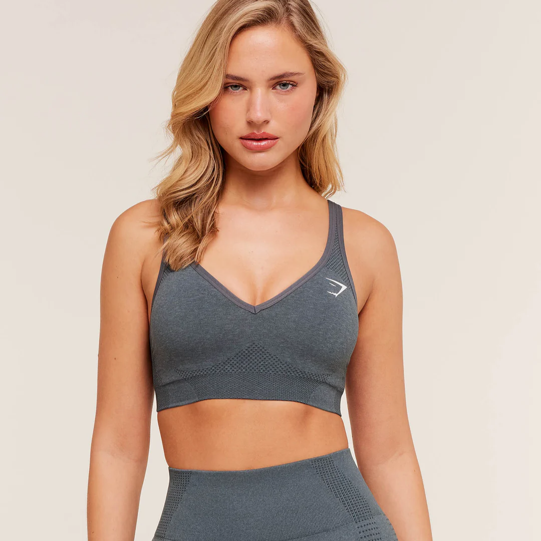 GS - Vital V Neck Sports Bra - Strong Grey Marl