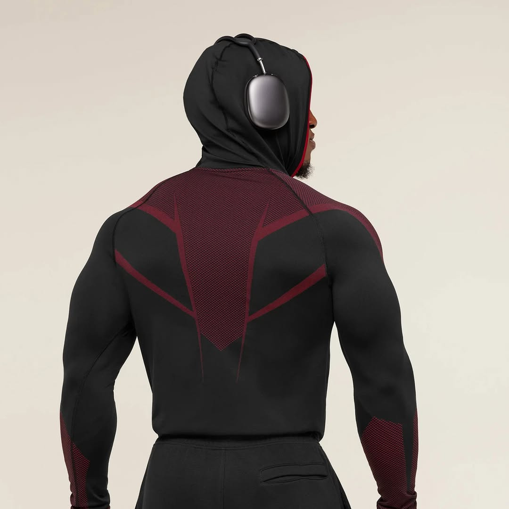 GS - Onyx 5.0 Seamless Hoodie - Black/Carmine Red