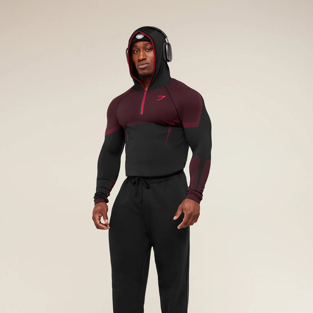 GS - Onyx 5.0 Seamless Hoodie - Black/Carmine Red