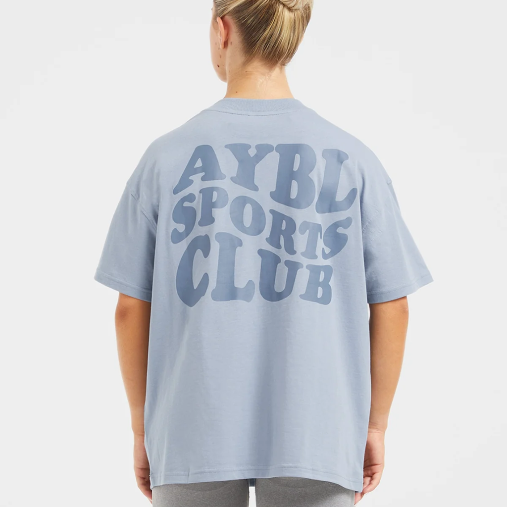AYBL - Sports Club Wavy Oversized T Shirt - Dusty Blue