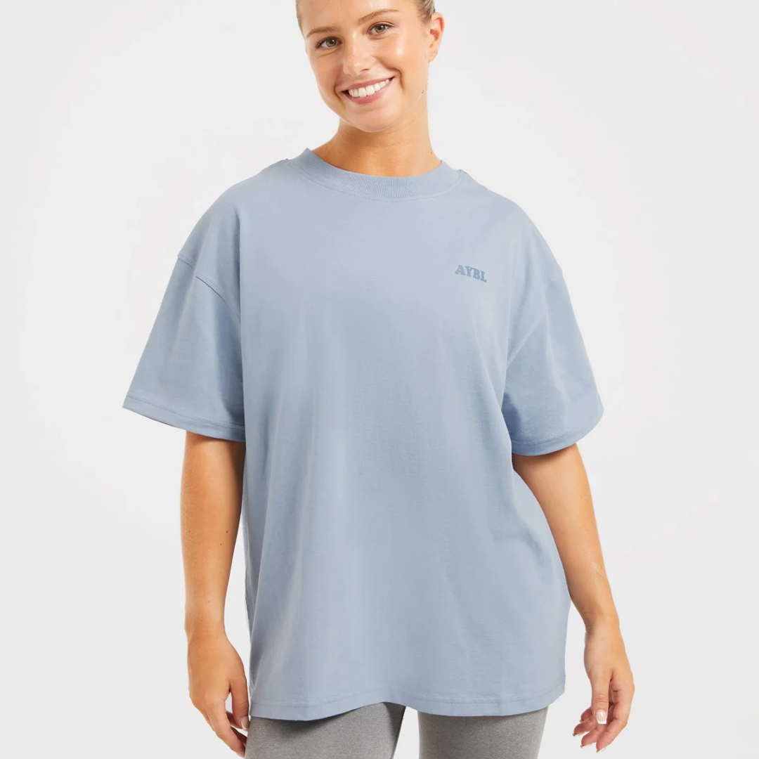 AYBL - Sports Club Wavy Oversized T Shirt - Dusty Blue