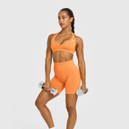 Oner Active - EffortlessLift Seamless Halter Neck Sports Bra with White Logo | Apricot Orange